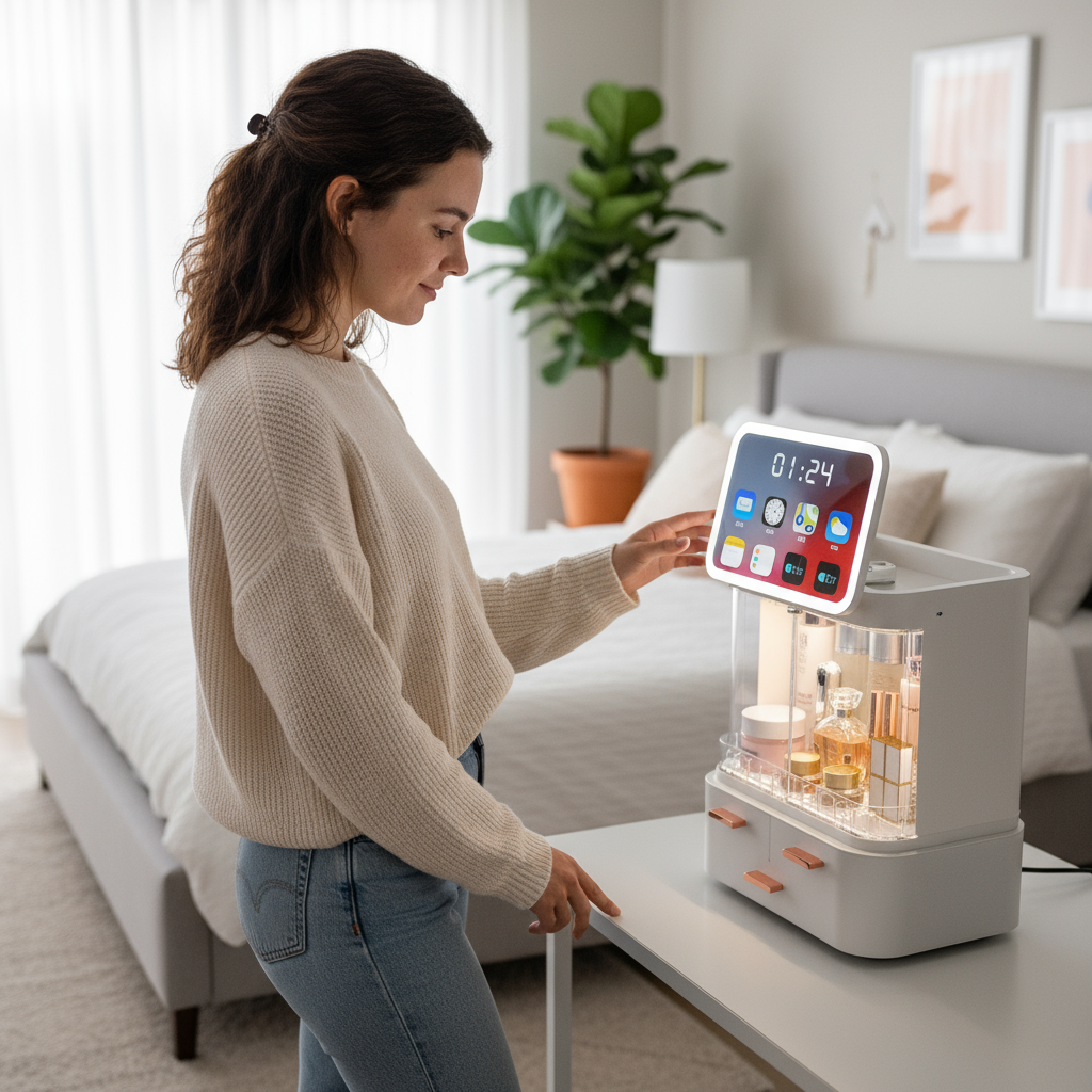 Femme authentique, bureau et produit